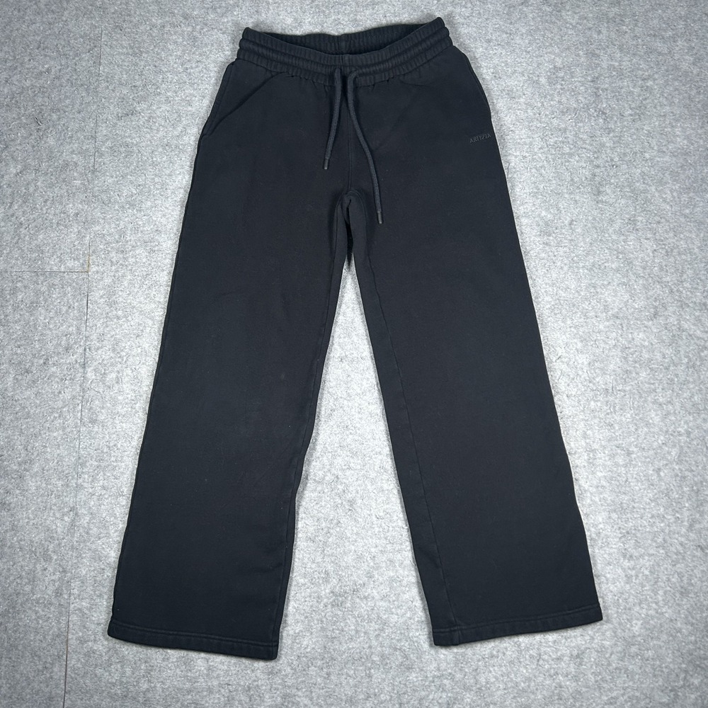 Aritzia Sweatpants Womens XS Black Wide Leg Fleece Drawstring Lounge
